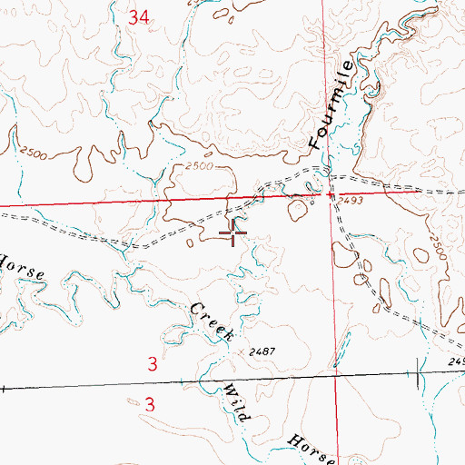 Topographic Map of Fourmile Coulee, MT
