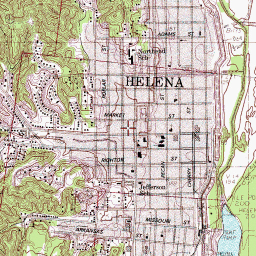 Topographic Map of Helena, AR