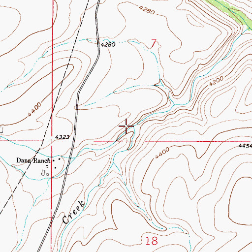 Topographic Map of Fourteen Creek, MT