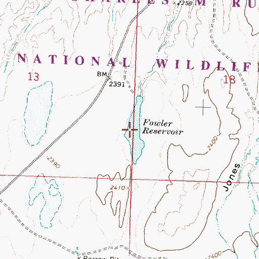 Topographic Map of Fowler Reservoir, MT