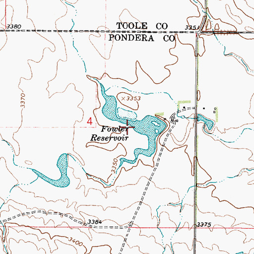 Topographic Map of Fowler Reservoir, MT