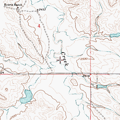 Topographic Map of Fox Creek, MT
