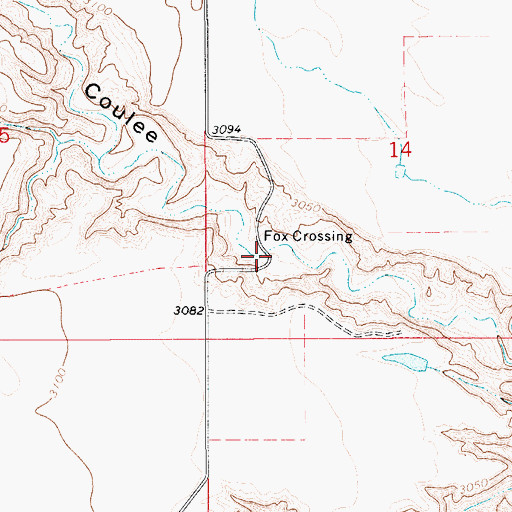 Topographic Map of Fox Crossing, MT