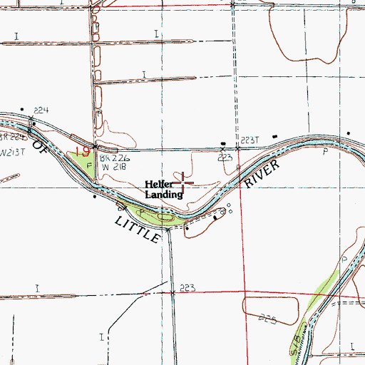Topographic Map of Helfer Landing, AR