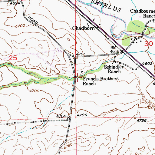 Topographic Map of Francis Brothers Ranch, MT