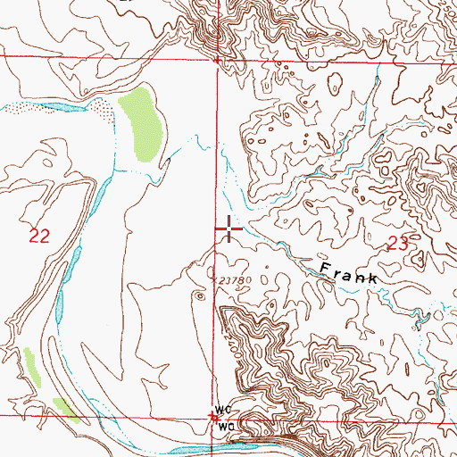 Topographic Map of Frank Coulee, MT