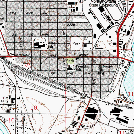 Topographic Map of Franklin School (historical), MT
