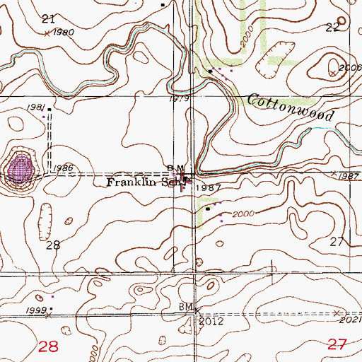 Topographic Map of Franklin School, MT