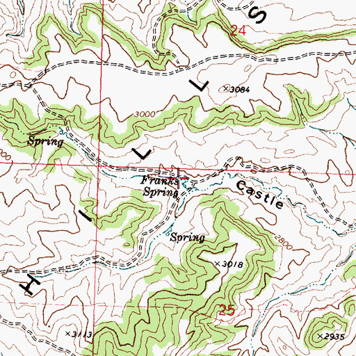 Topographic Map of Franks Spring, MT