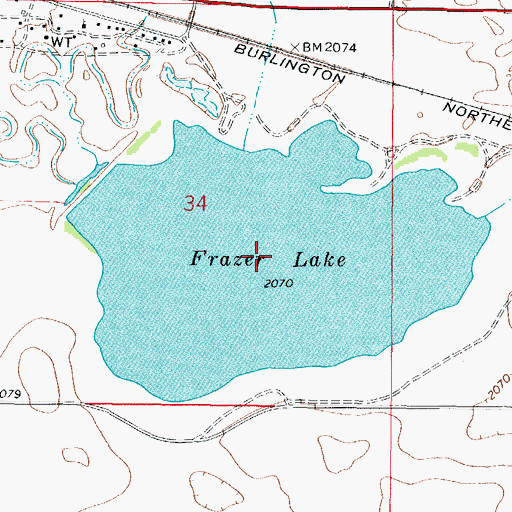 Topographic Map of Frazer Lake, MT