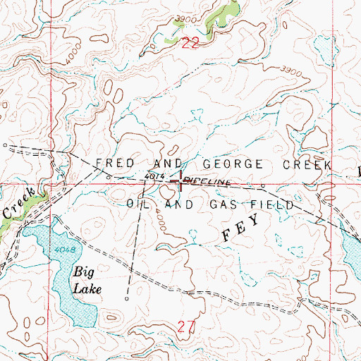 Topographic Map of Fred and George Creek Oil and Gas Field, MT