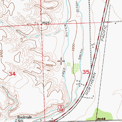 Topographic Map of Free Silver Ditch, MT