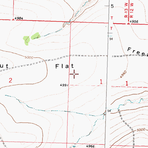 Topographic Map of Freezeout Flat, MT
