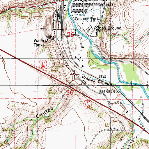 Topographic Map of French Coulee, MT