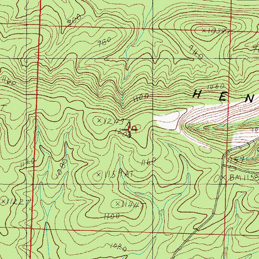 Topographic Map of Henry Mountain, AR
