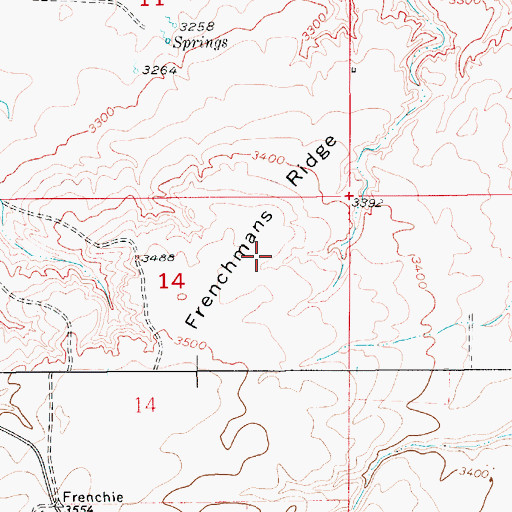 Topographic Map of Frenchmans Ridge, MT