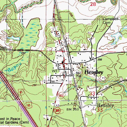 Topographic Map of Hensley, AR