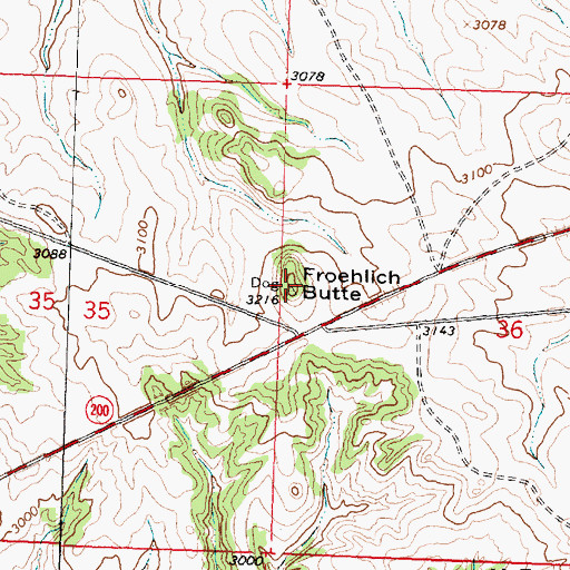 Topographic Map of Froehlich Butte, MT