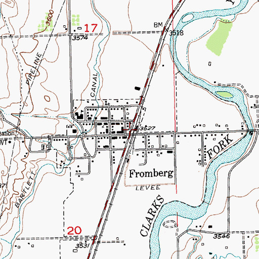 Topographic Map of Fromberg, MT