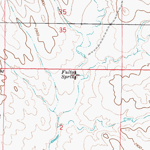 Topographic Map of Fulton Spring, MT