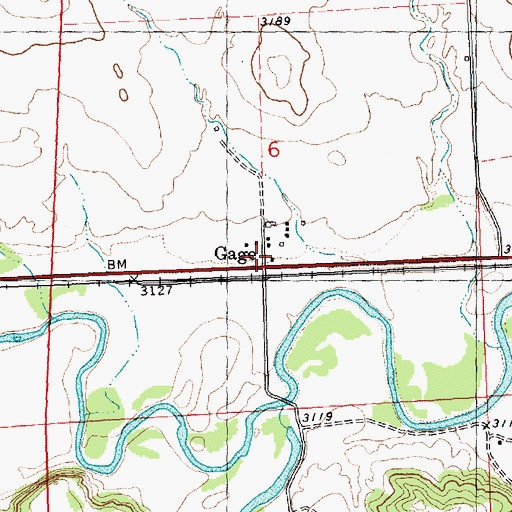 Topographic Map of Gage, MT