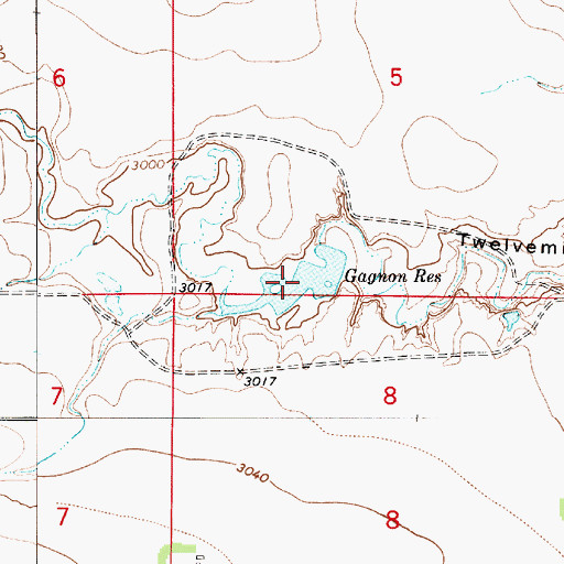 Topographic Map of Gagnon Reservoir, MT