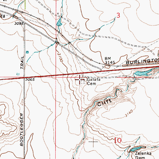 Topographic Map of Galata Cemetery, MT