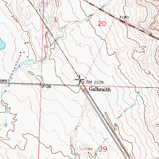 Topographic Map of Galbraith, MT