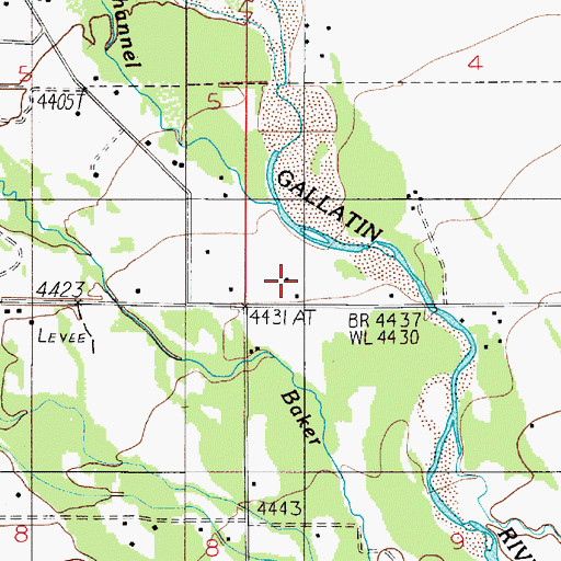 Topographic Map of Gallatin Overflow Channel, MT