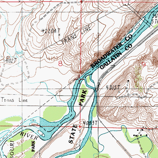 Topographic Map of Gallatin River, MT