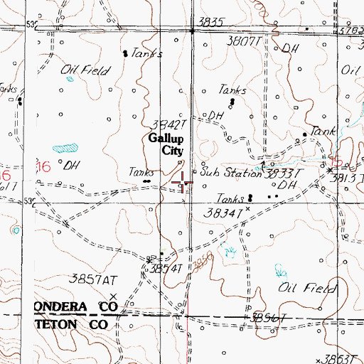 Topographic Map of Gallup City, MT