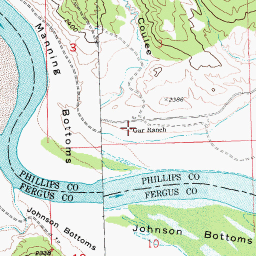Topographic Map of Gar Ranch, MT