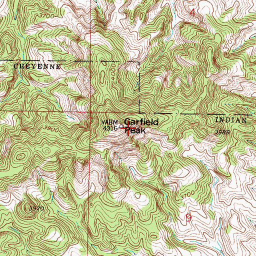 Topographic Map of Garfield Peak, MT