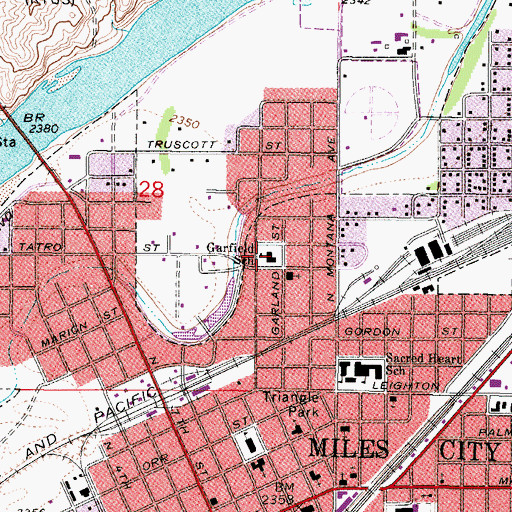 Topographic Map of Garfield School, MT