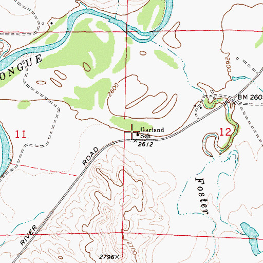 Topographic Map of Garland School (historical), MT