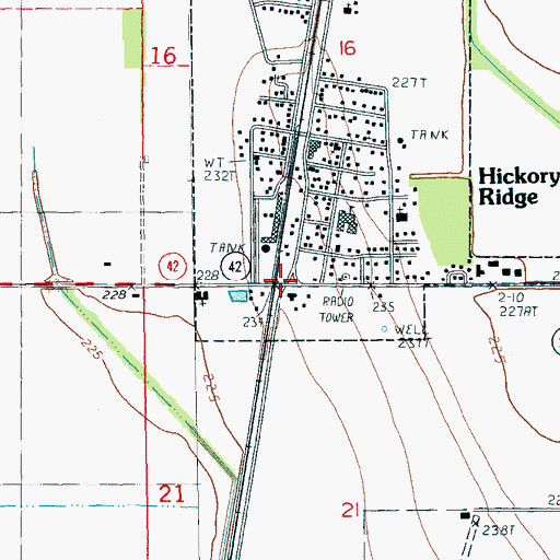 Topographic Map of Hickory Ridge, AR
