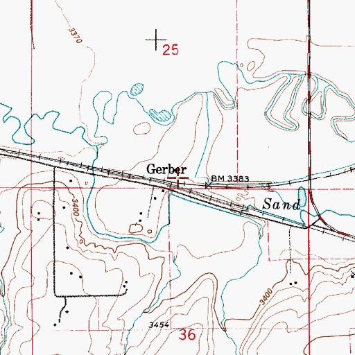 Topographic Map of Gerber, MT