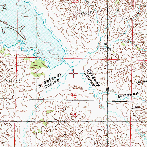 Topographic Map of Getaway Coulee, MT