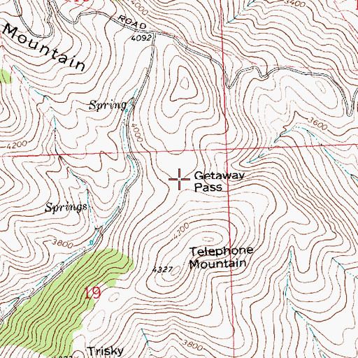 Topographic Map of Getaway Pass, MT