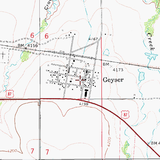 Topographic Map of Geyser, MT
