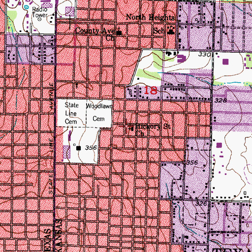 Topographic Map of Hickory Street Baptist Church, AR
