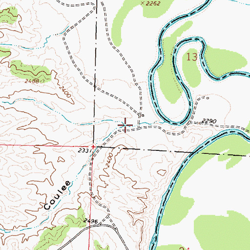 Topographic Map of Gibbs Coulee, MT