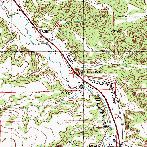 Topographic Map of Gibbtown, MT