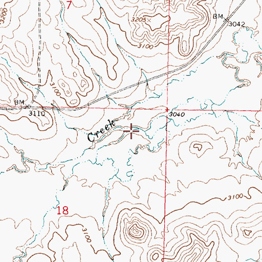 Topographic Map of Gibson Coulee, MT