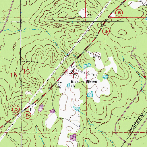 Topographic Map of Hickory Springs Presbyterian Church, AR