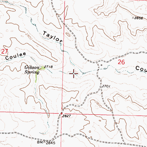 Topographic Map of Gibson Coulee, MT