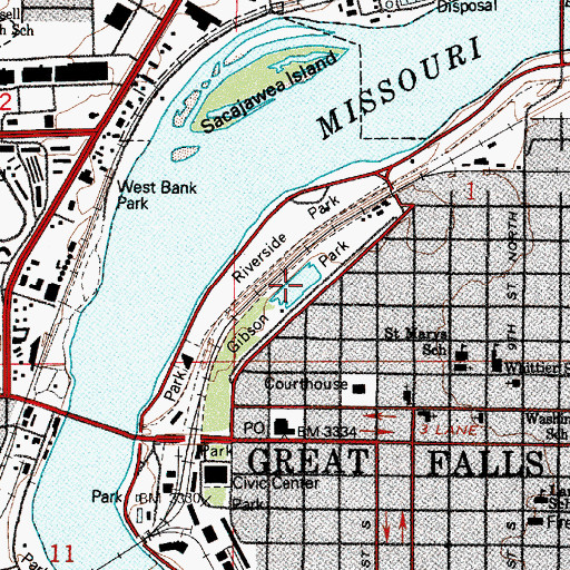 Topographic Map of Gibson Park, MT