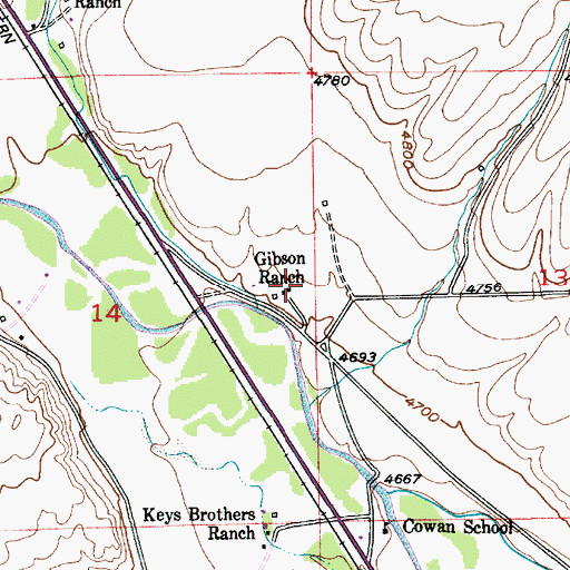 Topographic Map of Gibson Ranch, MT