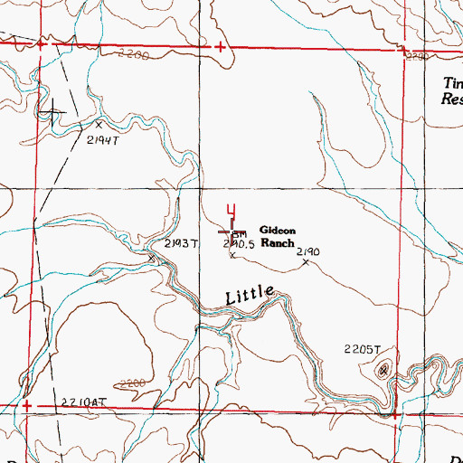 Topographic Map of Gideon Ranch, MT