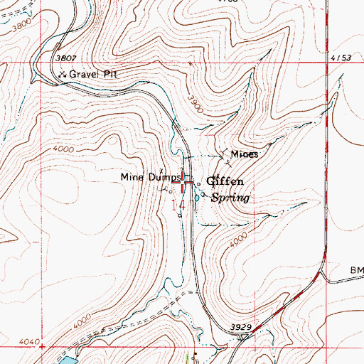 Topographic Map of Giffen, MT